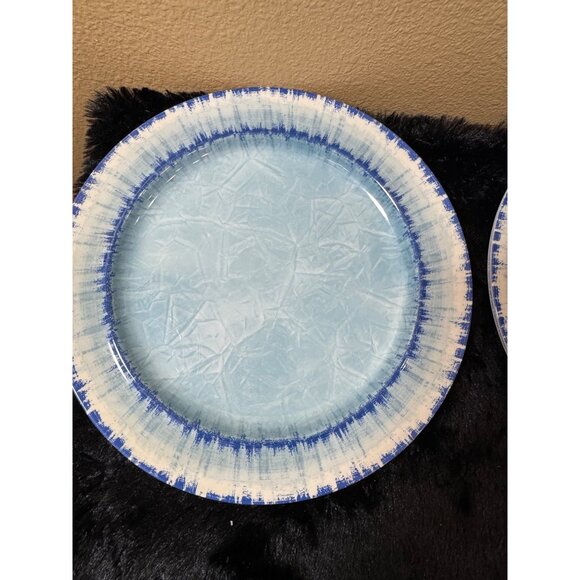 AELS Blue & White Crackle Glaze Melamine Plates 11" Picnic Set Of 4 - Picture 3 of 7